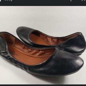 Lucky Brand Erin Black Leather Ballet Flats for Women